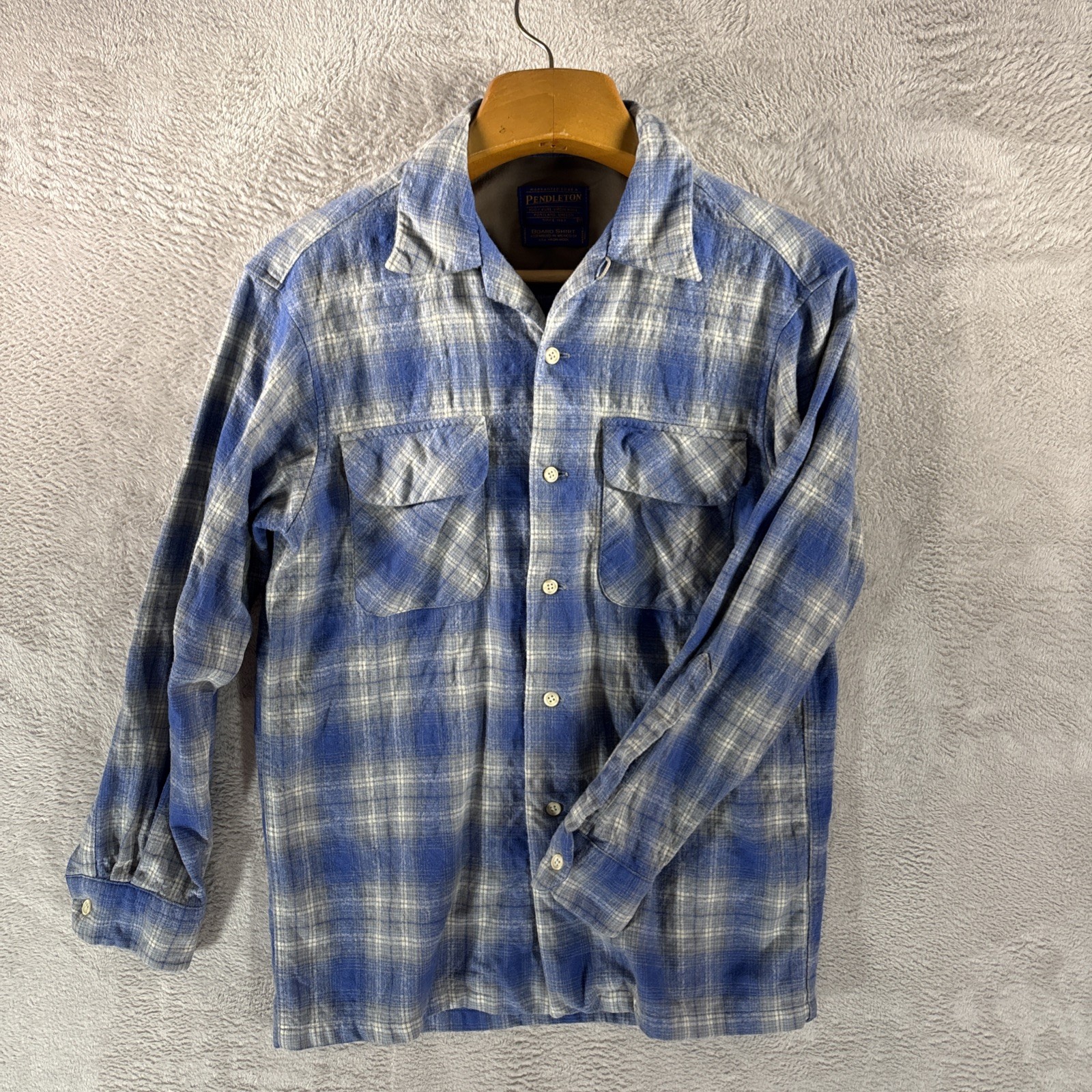 Pendleton Board Shirt Wool Button Down Blue Plaid… - image 1