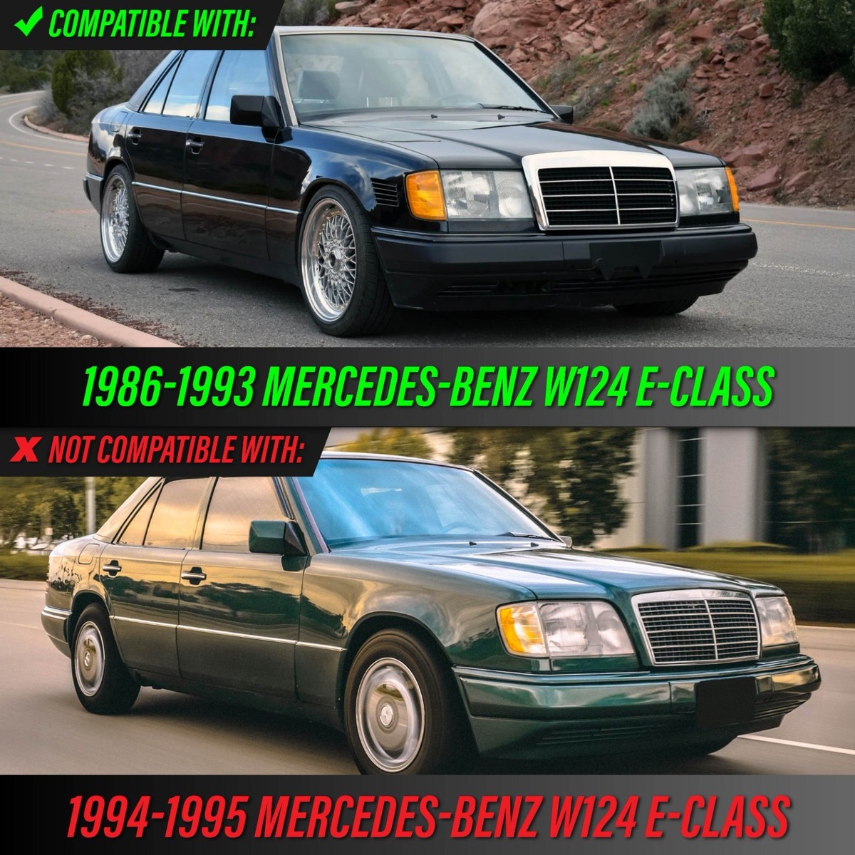 EURO AMG Avantgarde Front Hood Grill Assembly for 86-93 Mercedes