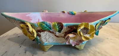 Antique Majolica Barbotine Style Planter/Centerpiece
