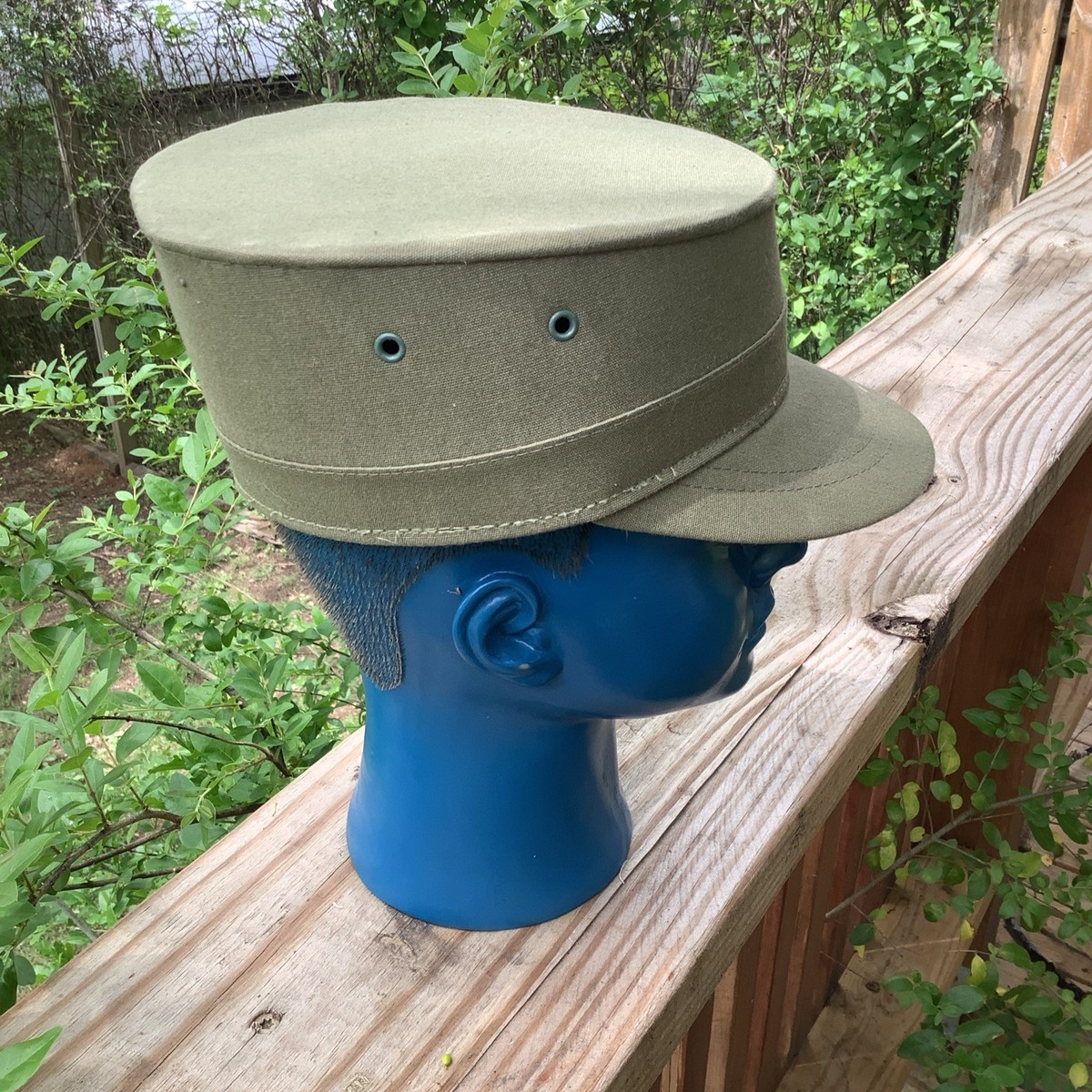 Vintage Falcon Jump Up Military Hat OD Olive Drab Size 7 1950-60s