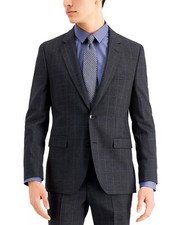 Hugo By Hugo Boss Mens Jeffrey Regular Fit Plaid Sport Coat 46 Regular Charcoal