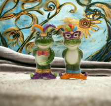 Ceramic Mardi Gras Frogs Salt and Pepper Shakers, Home D cor, Gift for Her, Gift