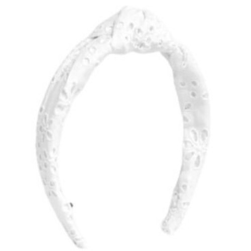 NWT J.Crew Factory White Eyelet Knot Headband Cottagecore 