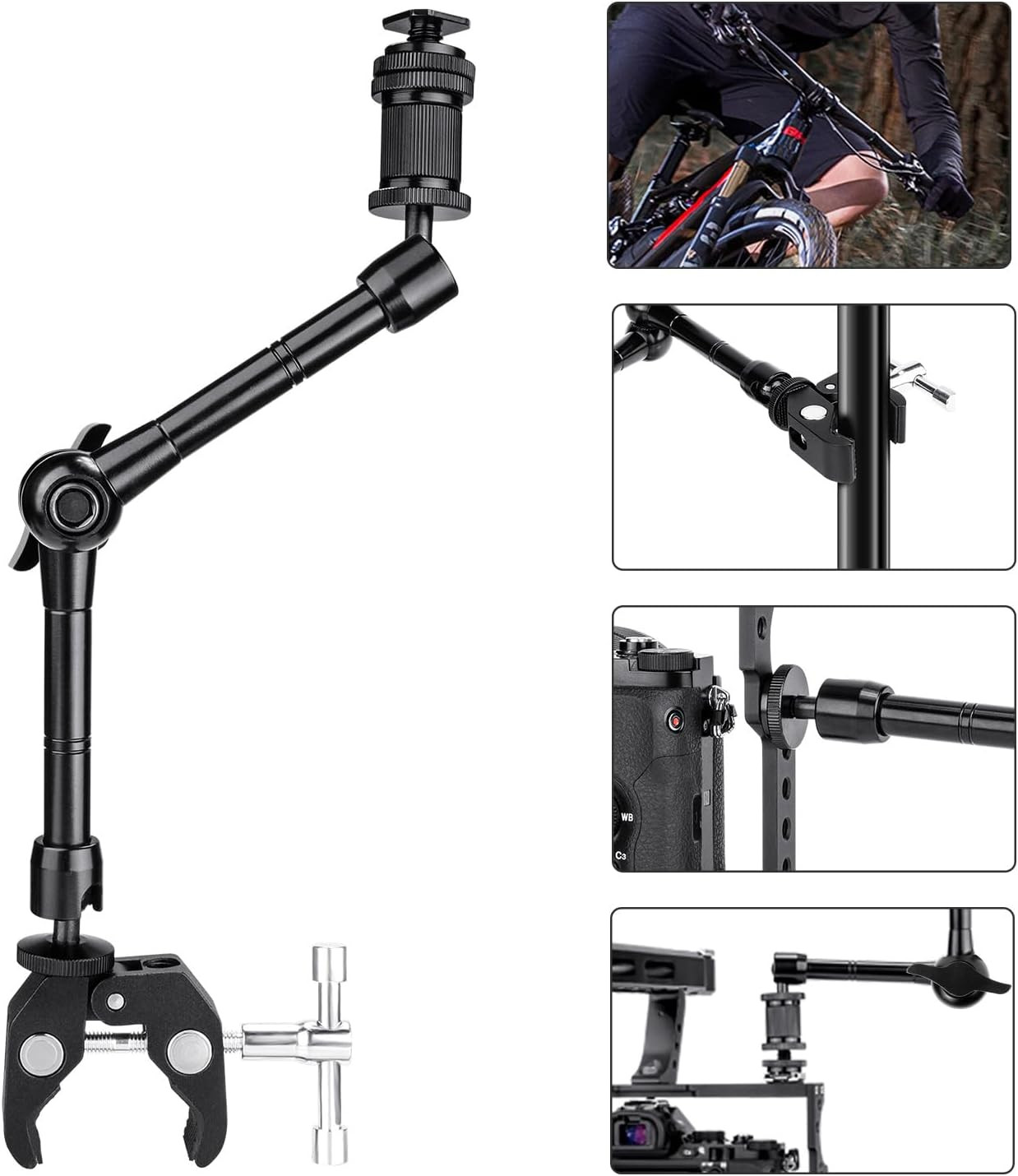 11 Inch Articulating Magic Arm + Super Clamp for DSLR Rig Camera to LCD Monito, 