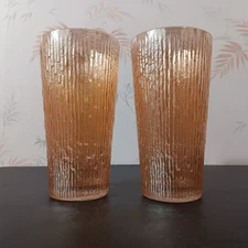 Pair Of Jeannette Marigold Carnival Tree Bark Iced Tea Glasses