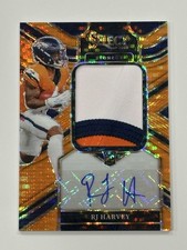 2025 Select RJ Harvey Orange Pulsar FOTL RPA 18/45 RC Rookie #JRS-RHY Broncos
