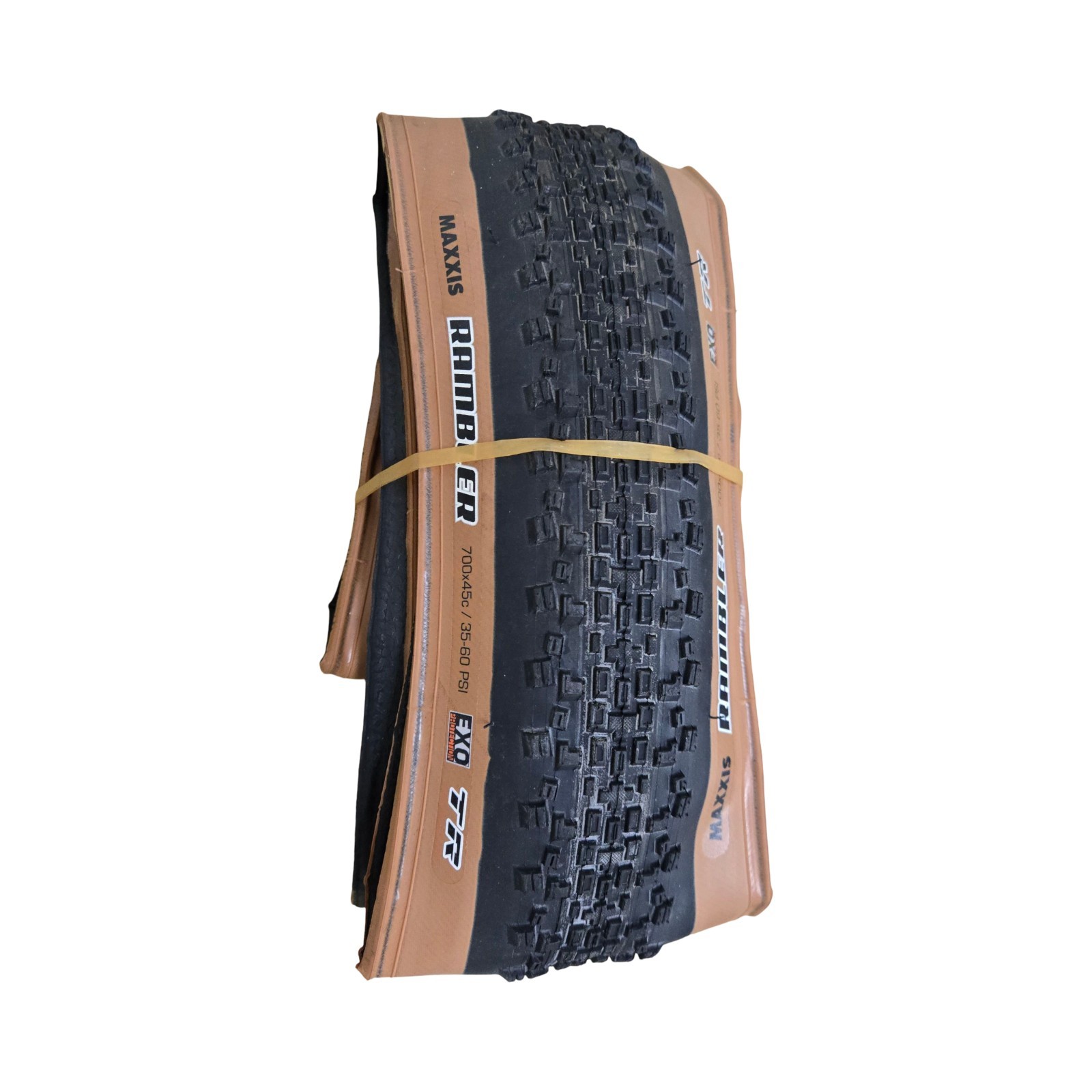 Maxxis Rambler Tire 700C 45C Tubeless Folding Black/Dark Tan Dual EXO