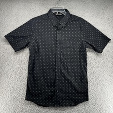 TravisMathew Shirt Mens Small Black Short Sleeve Button Up Geometric Print Golf