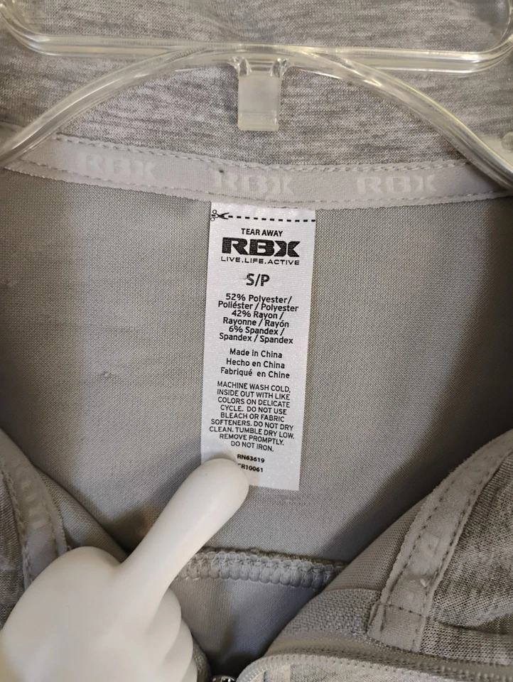 RBX Womens Sweatshirt Small Gray 1/4 Zip Long Sleeve Mock Neck Activewear Solid - Image 3 of 4