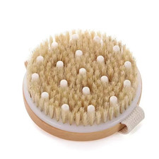 Wooden Body Brush Spa Shower Bristle Bath Massager Wet Dry Scrub