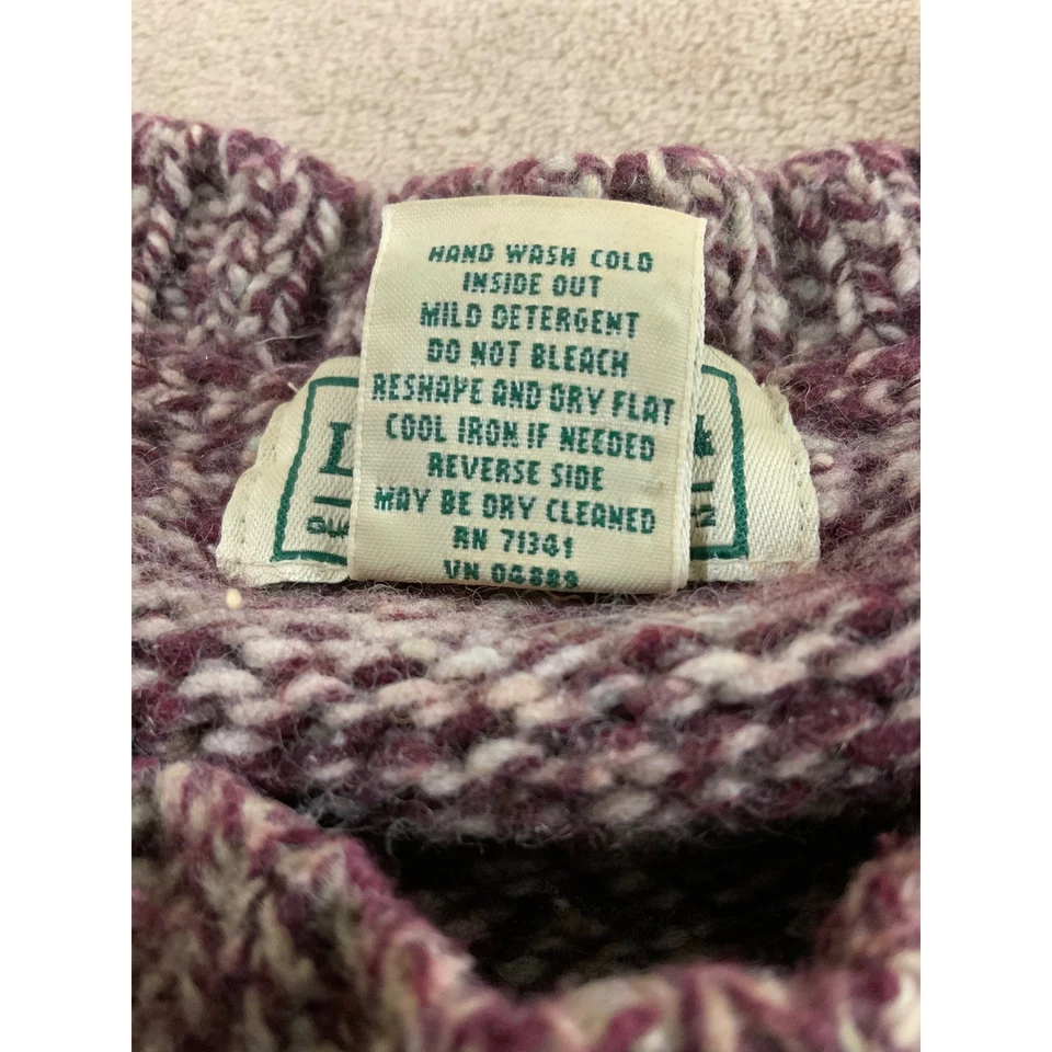 LL Bean Lambs Wool Nylon Knit Sweater Mens XL Burgundy Crewneck - Image 4 of 4