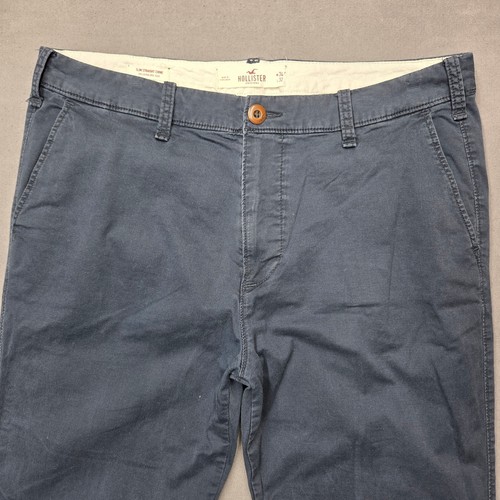 Hollister Mens 34x32 Slim Straight Chino Pants Navy Blue Epic Flex 3F5758