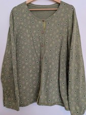 Gudrun Sjoden Printed Cardigan Knitwear Green Buttoned Up Organic Cotton XL