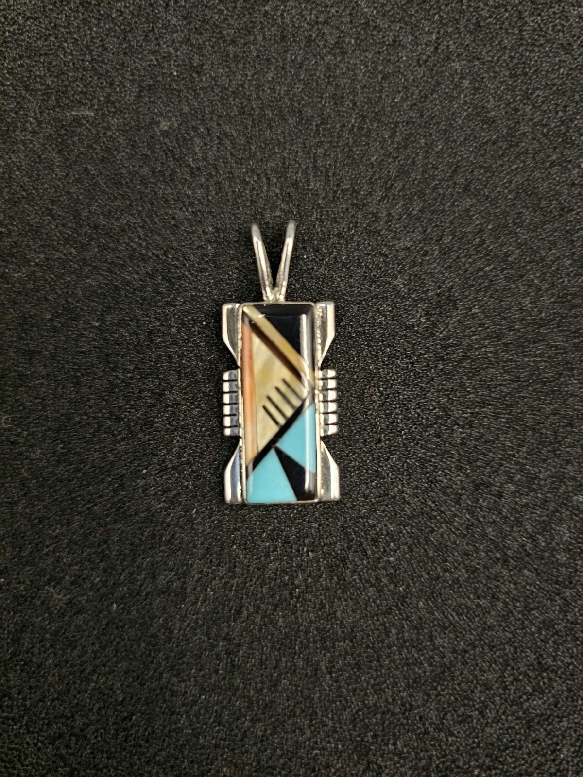 Native American Style Multicolor Inlay Sterling S… - image 1