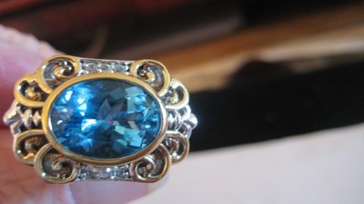 BEAUTIFUL GEMS EN VOGUE/MICHAEL VALITUTTI STERLING SILVER TOPAZ RING, SZ 7