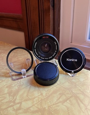 Konica Hexanon AR 40mm f1.8 Pancake Lens with Filter + Lens Caps *Manual Focus