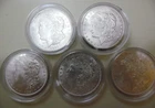 5x 1921 Morgan Silver Dollars - 90 Percent Silver Content - VF/XF or better