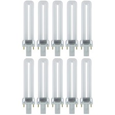 Sunlite 10PK 2-Pin 7W 3500K Neutral White U Shaped PL CFL Twin Tube w/G23 Base