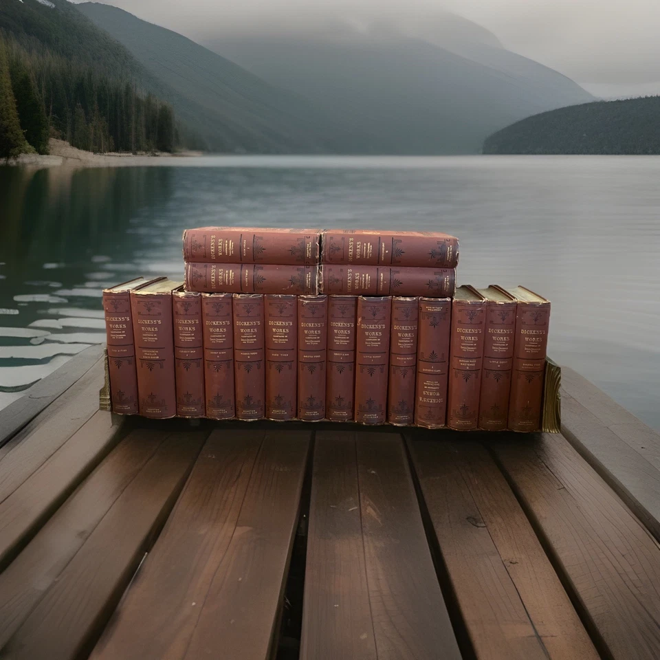 Antique Decorative Charles Dickens Works 1880 First Edition 18 Volumes RARE SET! - Image 4 of 4