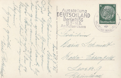 Ansichtskarte Grünwald verschickt von München nach Köln-Ehrenfeld 1936