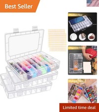 3 Pack Bead Storage Organizer Box with 24 Grids and Removable Dividers