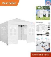 10x10 FT Pop Up Canopy Tent with 4 Side Walls - Instant Setup for Outdoor Events