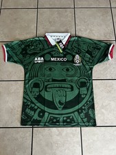 Mexico 1998 World Cup ABA Sport Green Aztec Retro Soccer Jersey Size Large Men 