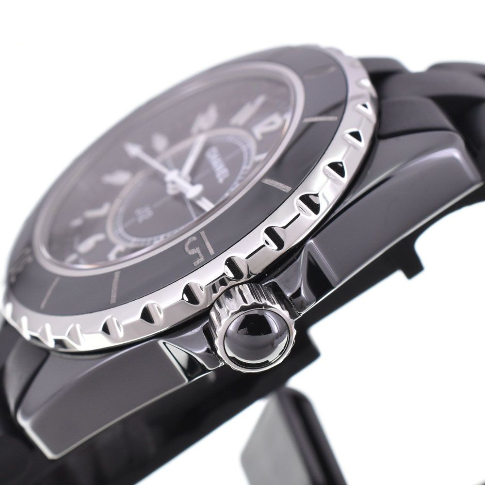 Chanel J12 H0681 Ceramic Rubber Ladies Watch Black Quartz Used From Japan thumbnail 3