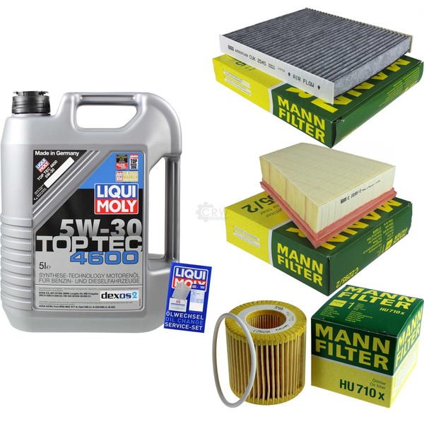 Mann Inspektionspaket 5L Liqui Moly Top Tec 5W-30 FüR Skoda Fabia II 1.2 VW Fox-image