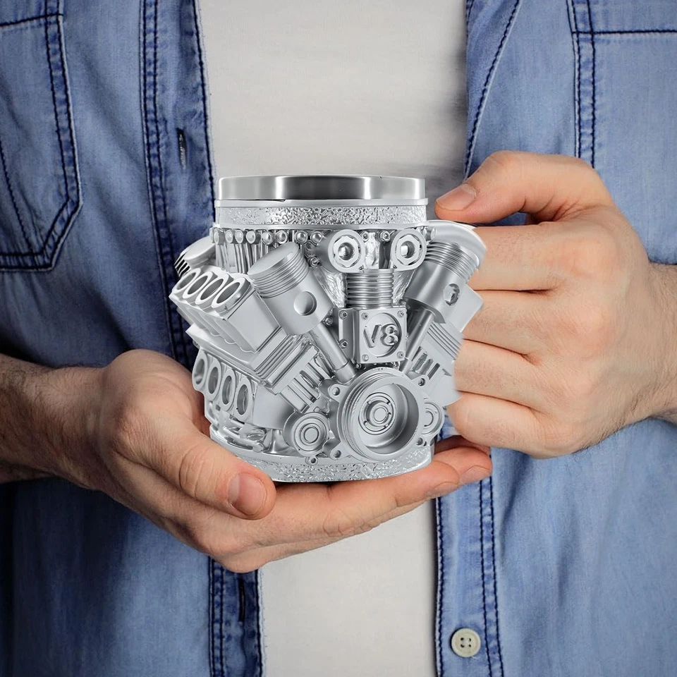 Taza de acero inoxidable con motores V8 2025 - Taza de café personalizada de acero inoxidable Foto 4 de 4