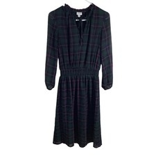 J. Crew Women's Factory Plaid Tie-Neck Midi Dress Size XS