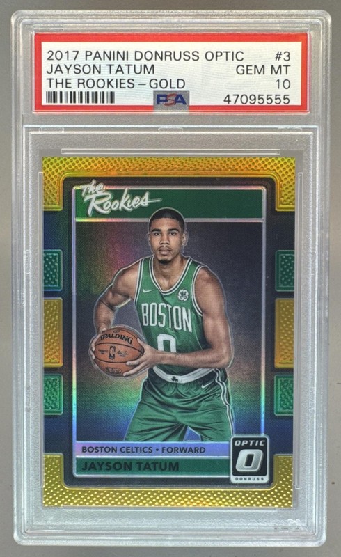 Jayson Tatum 2017 Panini Donruss Optic #3 Gold The Rookies RC 8/10 PSA 10