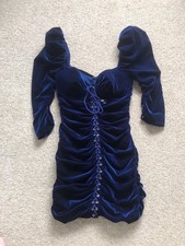 Oh Polly Lace Up Ruched Mini Dress Size 10 Puff Sleeve Club Wear Sexy Party Vgc