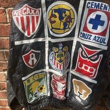 FMF FIFA  Vintage leather handmade jacket Mexican Football League. Unique.