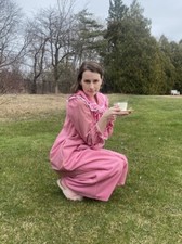 1980s pink full length nightgown duster Carriage Court Sears