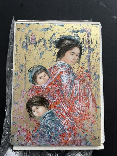 VTG-EDNA HIBEL- A Mother of Japan & Her Children Painted Tile-Beautiful Piece - Picture 9 of 13