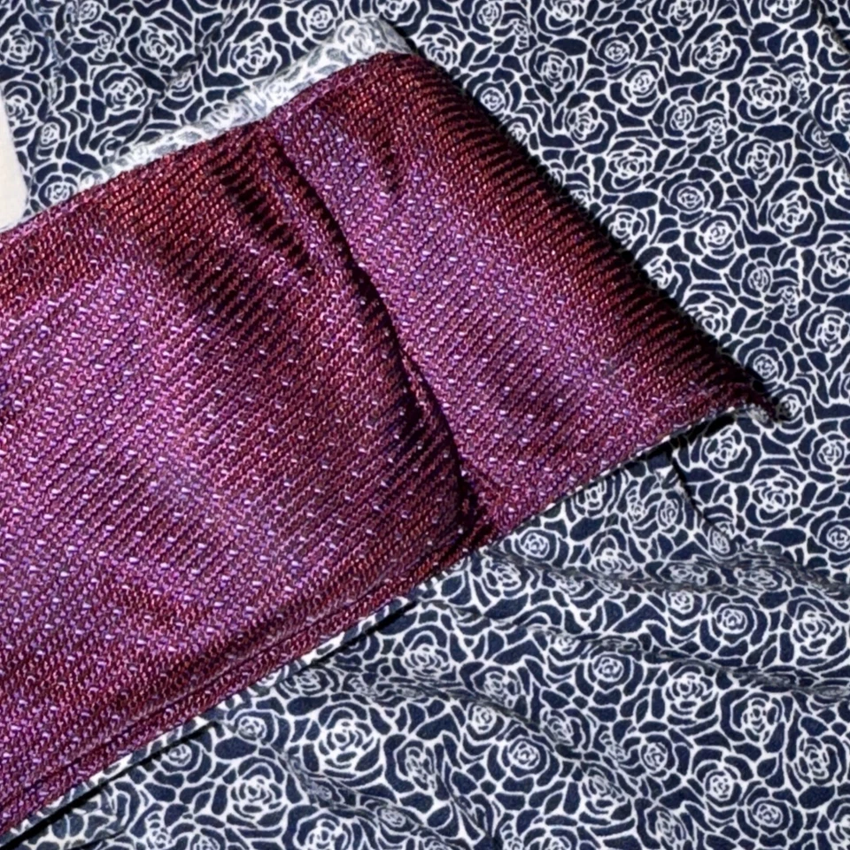 Men's Blue/White Floral LS Purple Accent Size L By Bristol & Bull Flip Cuff - Image 3 of 4