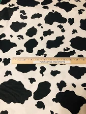 WILD ANIMAL Cow looking PRINT 100% COTTON FABRIC by the yard #15 black white