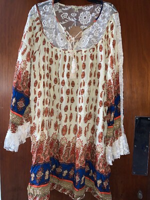 KORI AMERICA PLUS Hippie Boho Tuni Leggings Blouse Shirt Women Sz 1XL 1X   kh1