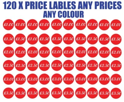 SJA SIGNS 120 Price Sticker Sheet Ice Cream Van Price Catering Burger Reastaurant Prices