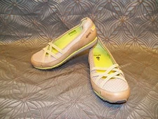 New Womens Ahnu Crissy Cobble Stone Green BrownTan Sporty Slip Ballet Flat Shoe