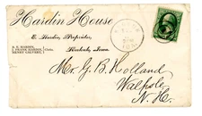 1880s Envelope Green 3 cent Washington Stamp HArdin House Keokuk IOWA Walpole NH