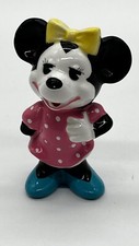 VTG Minnie Figurine Walt Disney Productions Japan Pink Shirt White Polka Dots