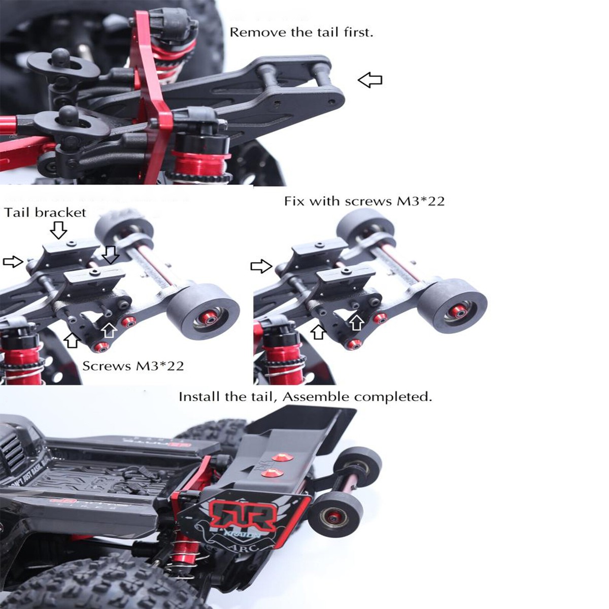 Barra Wheelie In Nylon Per 1/8 ARRMA KRATON / OUTCAST RC - Aggiornamento Accessorio Nero - Foto 2