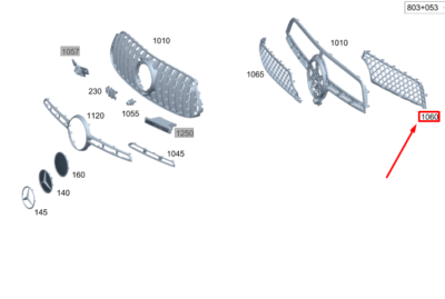 MERCEDES-BENZ GLE W167 Radiator Right Upper Grille A1678883301  
