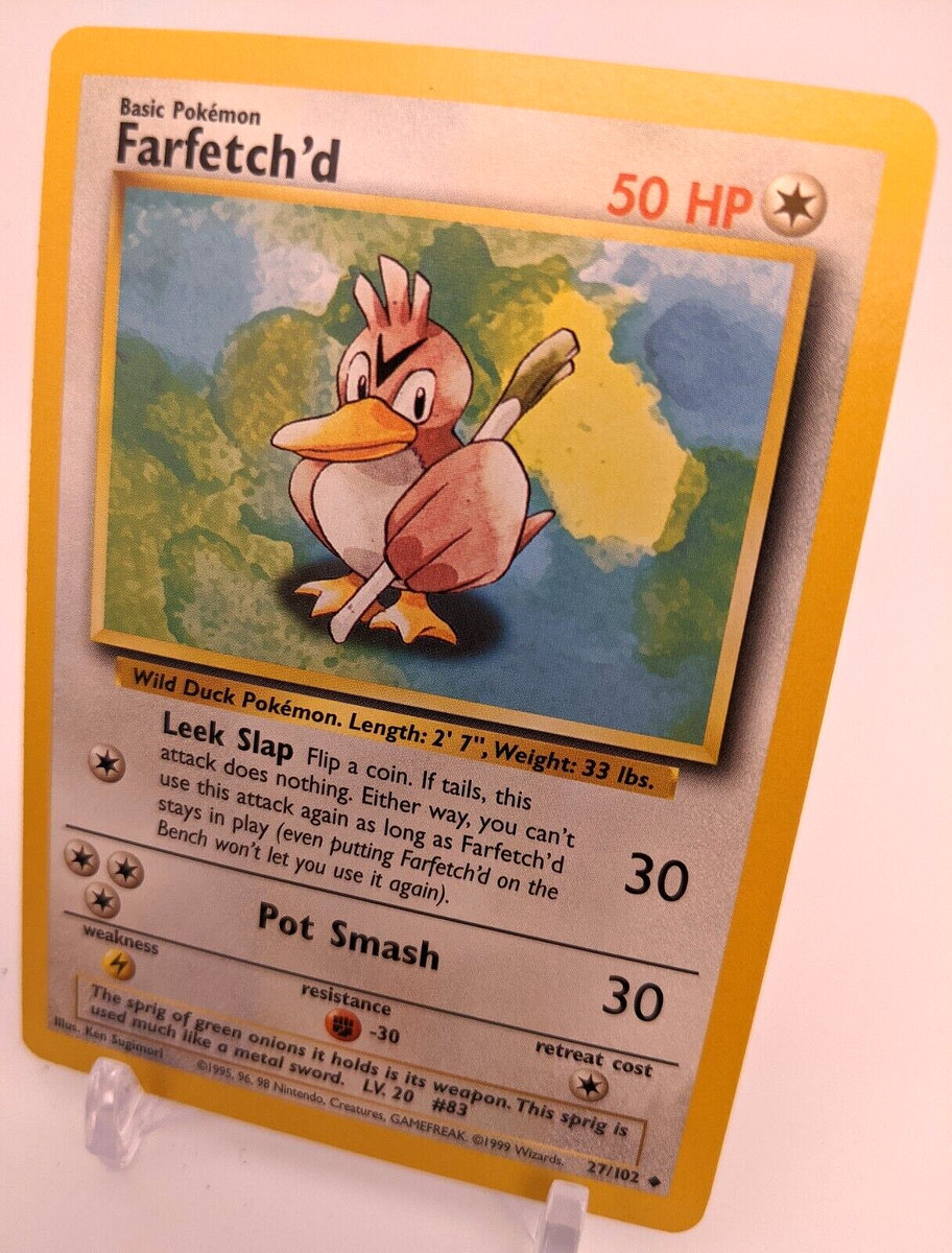 Near Mint Farfetch'd 27/102 Base Set Unlimited Pokemon Card - Nokomis  Bookstore & Gift Shop