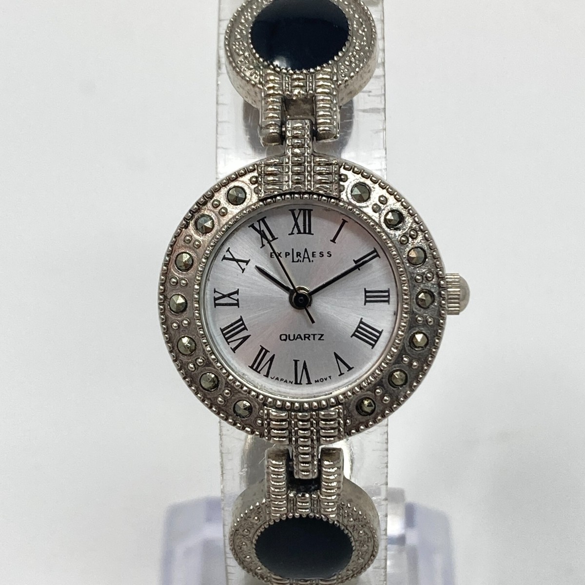 Vintage Ladies LA Express Silver Tone Marcasites Rhinestones Analog Watch Vintage La Express Watch - Etsy main image 4