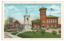 Texarkana Texas TX AR Postcard Post Office Monument Church c1920s