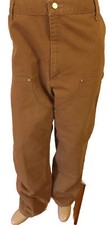 Carhartt Men Work Pants 42x32 B01 BRN Double Knee Loose USA Made Cotton - Faded