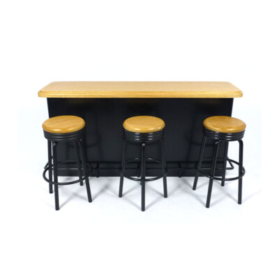Creal 30920 Bartheke mit 3 Hockern schwarz 1:12 für Puppenhaus NEU!#